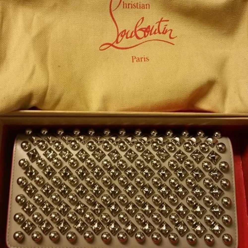 Christian Louboutin Grey Clutch w/Silver Studs